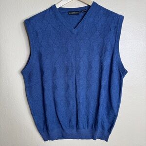 Joseph&Lyman Sweater Vest Mens XL Blue V-Neck Silk Cashmere Knitted
